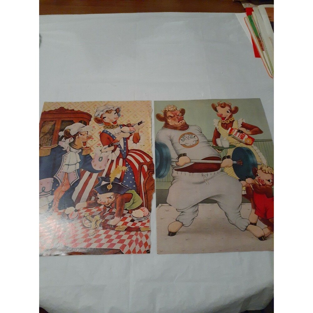 Pair1970s Magazine Advertisement Pages Borden Milk Ice Cream Ads Patriotic